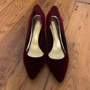 Red velvet heels